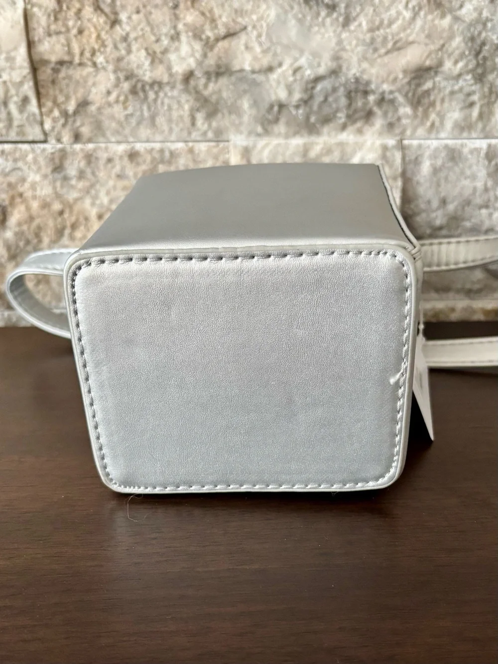 Silver Asian Take-Out Crossbody Purse Bag + Red Pagoda Print 